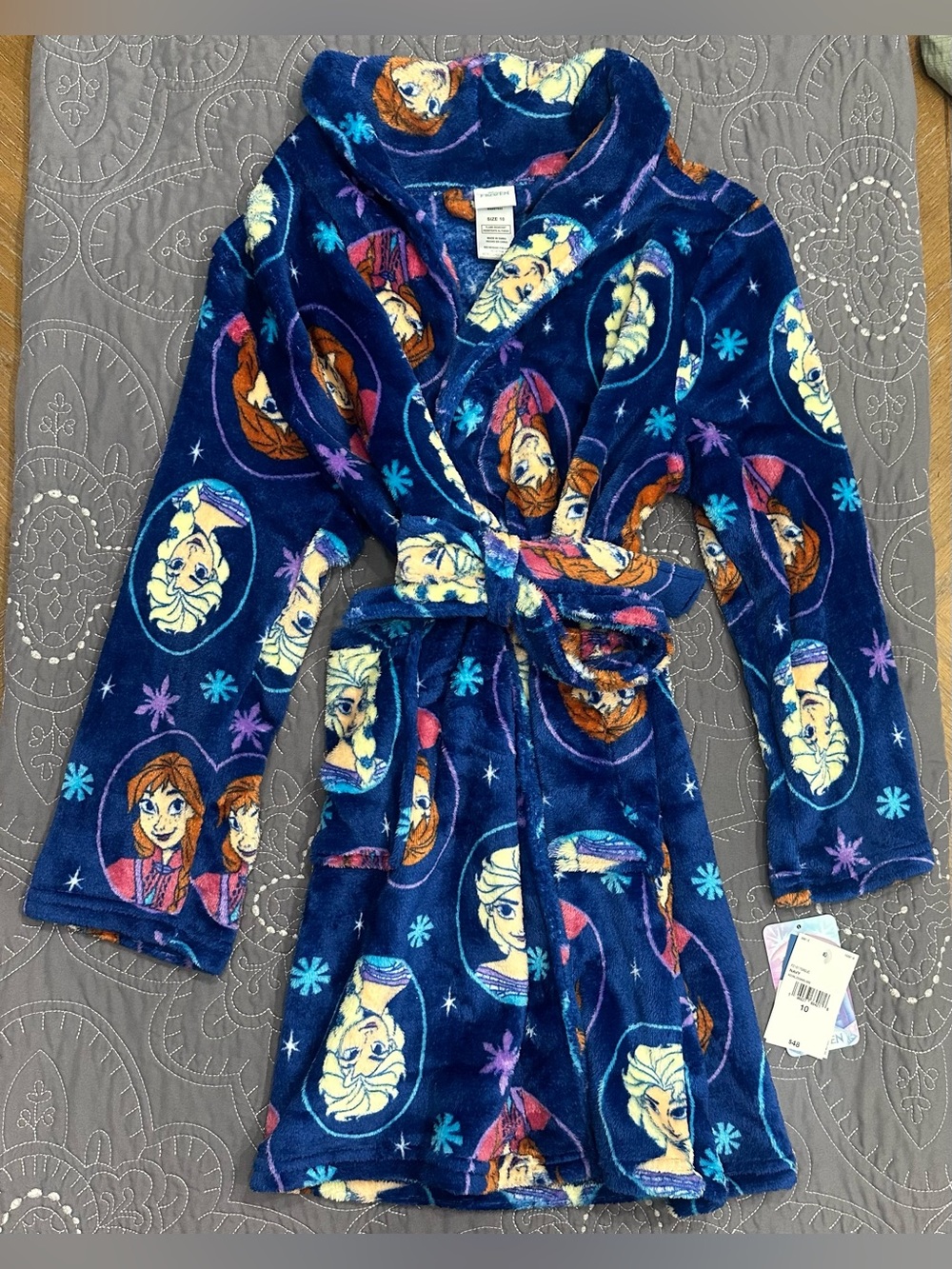 Disney Frozen Navy Girls Bath Robe NWT Size 10